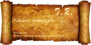 Takács Romulusz névjegykártya